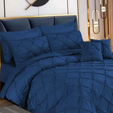3 Pcs Pintuck Duvet Set - Blue